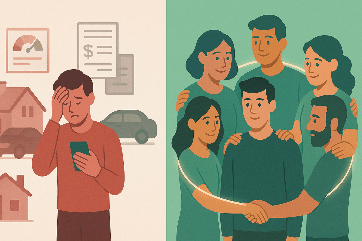 Credit score vs social lending - transforming from individual debt stress to community support