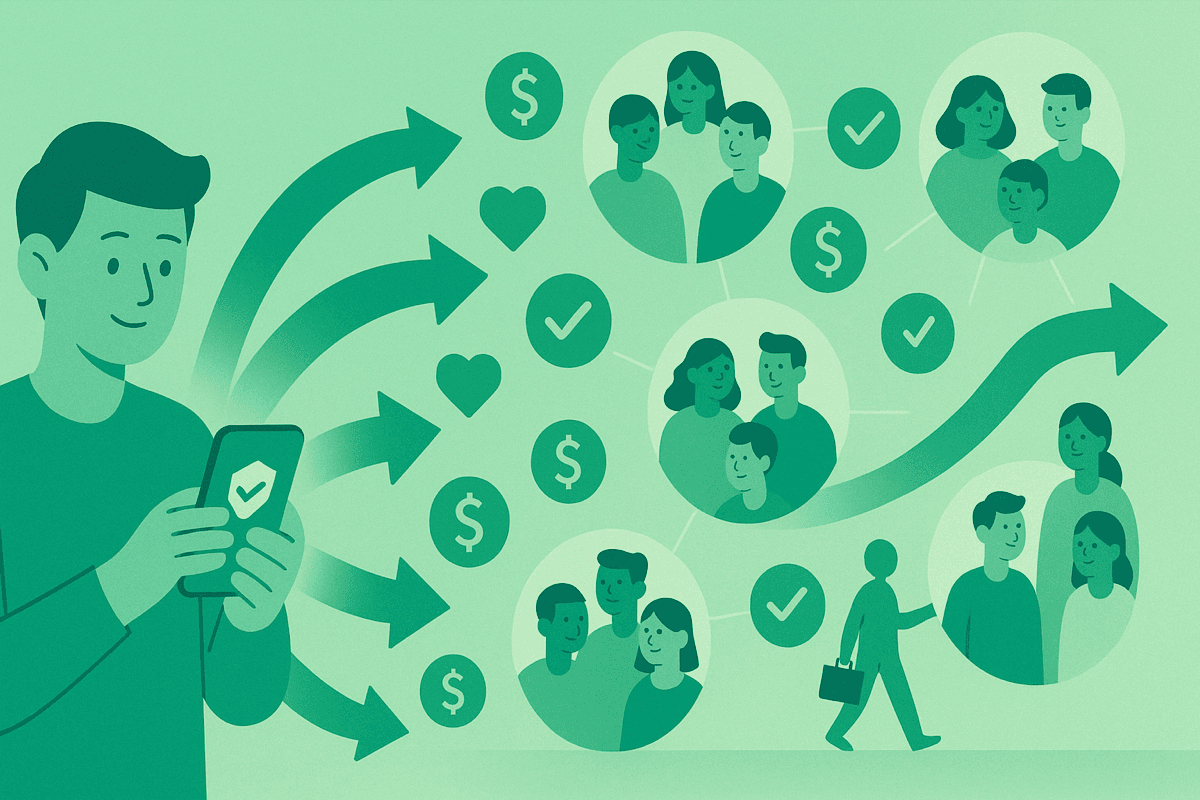 Viral growth network effect - borrower sharing spreads to communities